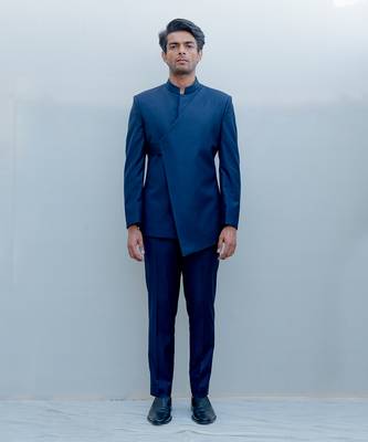 Lapis Lazuli Short Indo Western Jacket Set 1