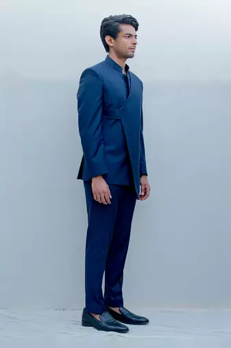 Lapis Lazuli Short Indo Western Jacket Set