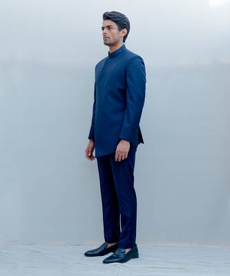 Lapis Lazuli Short Indo Western Jacket Set 3