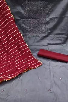 Grey embroidered cotton salwar