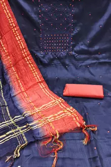 Blue embroidered cotton salwar