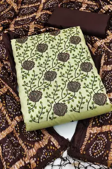 Green embroidered cotton salwar