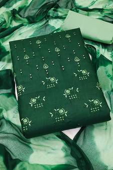 Green embroidered cotton salwar