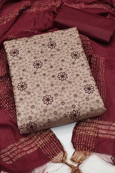 Beige embroidered cotton salwar