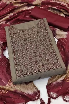 Brown embroidered cotton salwar