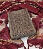 Brown embroidered cotton salwar
