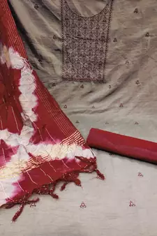 Brown embroidered cotton salwar