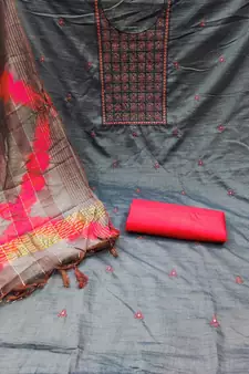 Grey embroidered cotton salwar