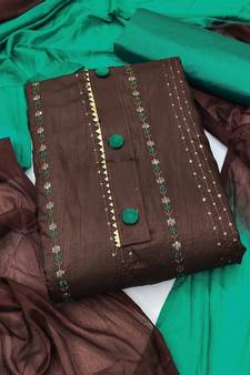 Brown embroidered cotton salwar