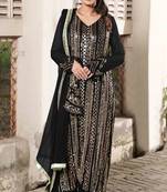 Designer Ethnic Sequance Embroidery Work Faux Georgette Salwaar Kameez In Beautiful Black Colour