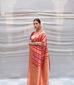 Red Silk Brocade Rangkaat Saree Without Blouse