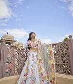 White embroidered Ark silk lehengha ethincwear with blouse