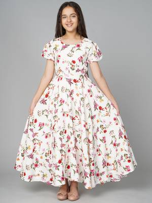 White plain crepe kids-girl-gowns 1