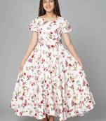 White plain crepe kids-girl-gowns