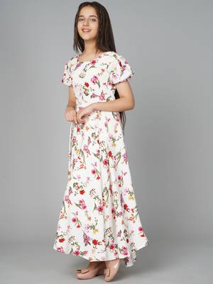 White plain crepe kids-girl-gowns 2