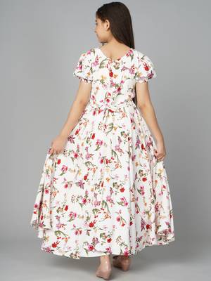 White plain crepe kids-girl-gowns 3
