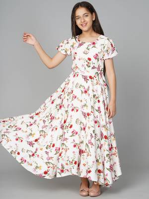 White plain crepe kids-girl-gowns 5