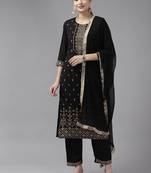 Black printed viscose rayon ethnic-kurtis