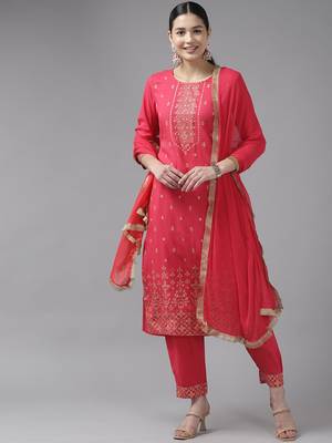 Pink printed viscose rayon ethnic-kurtis 1