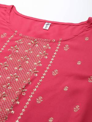 Pink printed viscose rayon ethnic-kurtis 4