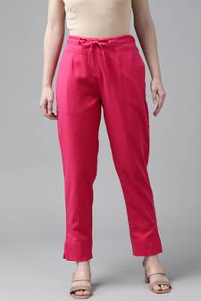 Pink plain cotton trousers