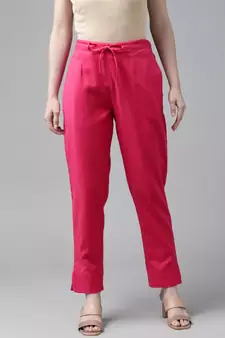 Pink plain cotton trousers