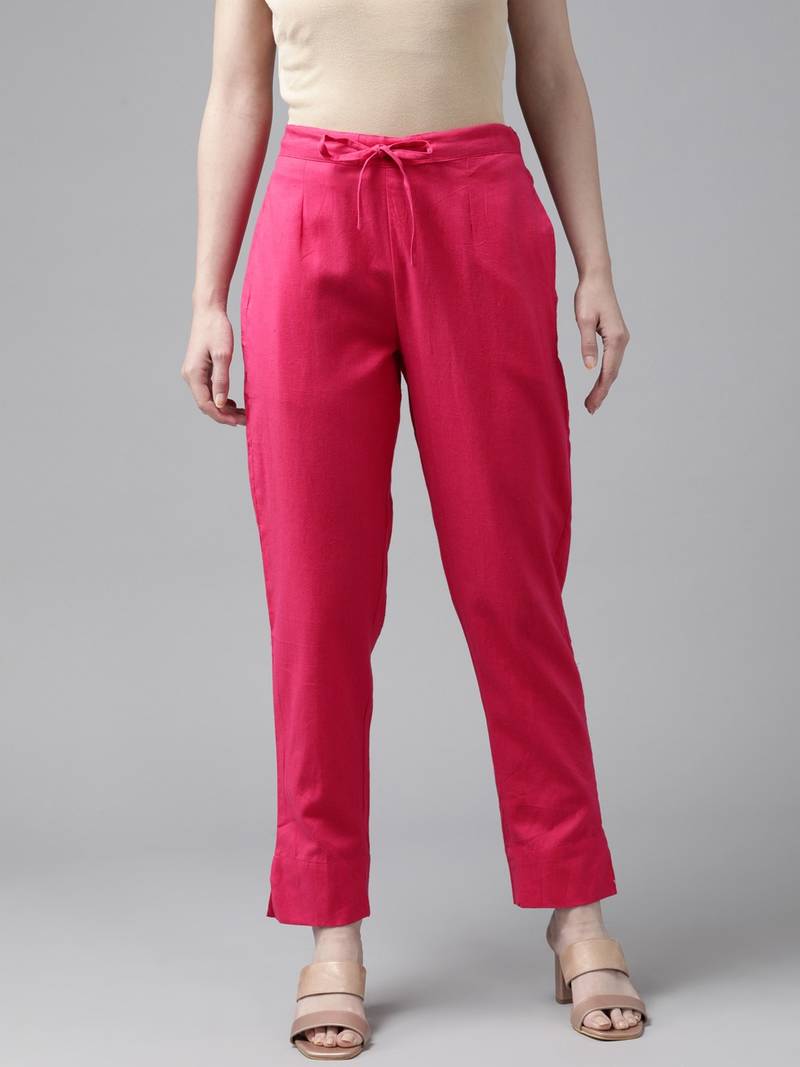 Pink plain cotton trousers