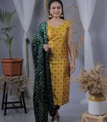 Yellow brocade silk blend salwar