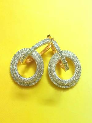 Runjhun CZ Gold Plated Silver Traditional Earrings  1