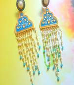 Runjhun Gold Plated Designer Turquoise Blue Traditional Earrings