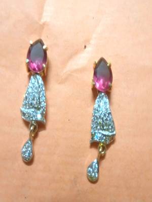 Runjhun Gold Plated Pink CZ Traditional Designer Earrings 1