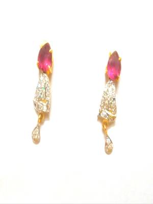 Runjhun Gold Plated Pink CZ Traditional Designer Earrings 2