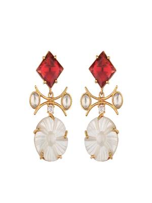 Runjhun Gold Plated Designer Maroon Ethnic Traditional Earrings 1