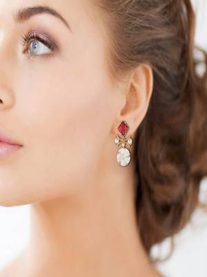 Runjhun Gold Plated Designer Maroon Ethnic Traditional Earrings 2