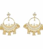 Runjhun Traditional Gold plated Designer Pearl and Kundan Jhumka/Jhumki Earrings 