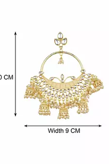 Runjhun Traditional Gold plated Designer Pearl and Kundan Jhumka/Jhumki Earrings 