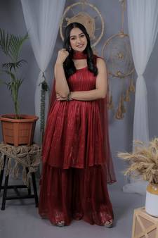 Maroon plain georgette salwar