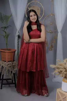 Maroon plain georgette salwar