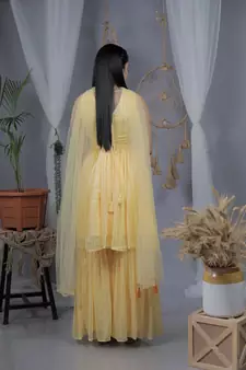 Yellow plain georgette salwar