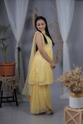 Yellow plain georgette salwar 4