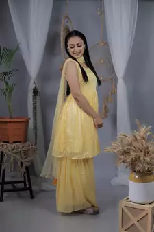 Yellow plain georgette salwar