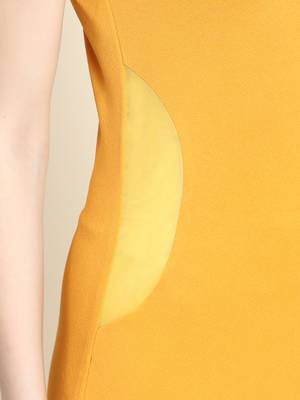 Mustard woven polyester short-dresses 4