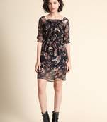Black printed Muslin short-dresses