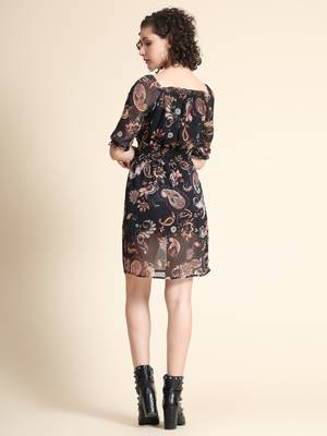 Black printed Muslin short-dresses 3