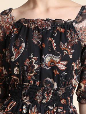 Black printed Muslin short-dresses 4