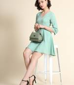 Sea-green woven polyester short-dresses