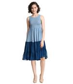 Blue woven georgette short-dresses