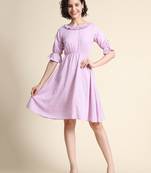 Mauve printed polyester short-dresses