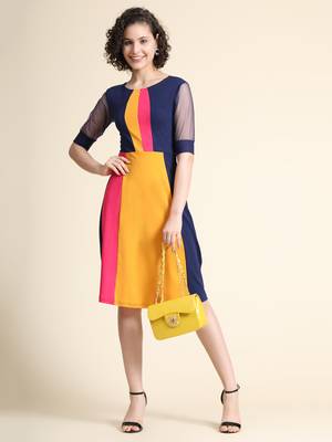 Multicolor woven polyester short-dresses 1