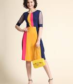 Multicolor woven polyester short-dresses